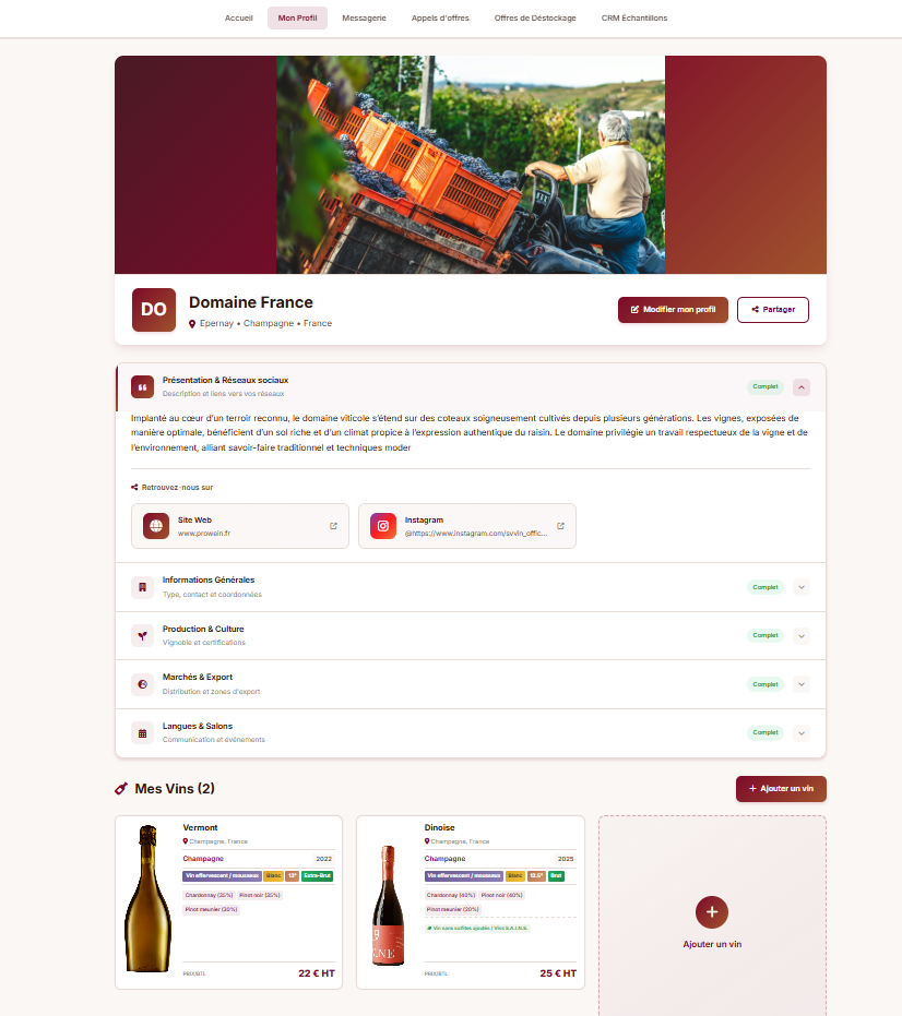 Dashboard producteur